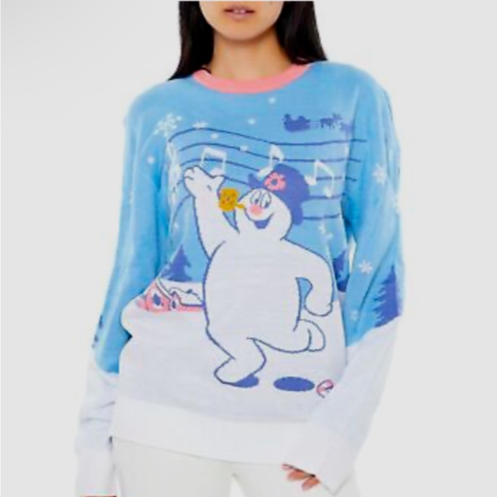 Blue Frosty the Snowman Sweater Size Medium Christmas Sweater Unisex